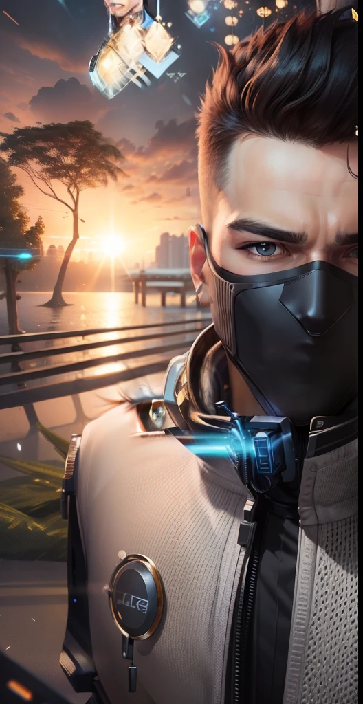 Change background cyber handsome boy, realistic face,8k ultra realistic,
