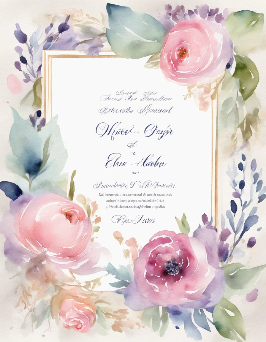 Design an invitation card with a touch of French provincial elegance. Use pastel colors like lavender and pale blue, incorporate delicate floral patterns, and choose a script font reminiscent of French calligraphy.
