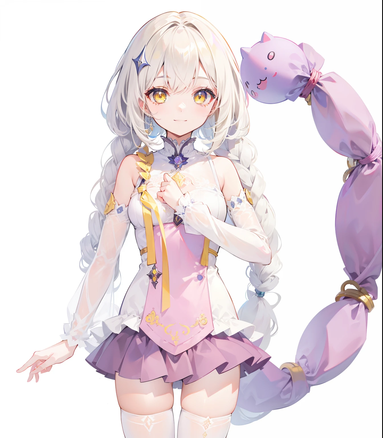 ((tmasterpiece:1.4,best qualtiy))+,(hyper-detailing)+,(Ultra-detailed eyes)+,Yellow eyes,smiling girl