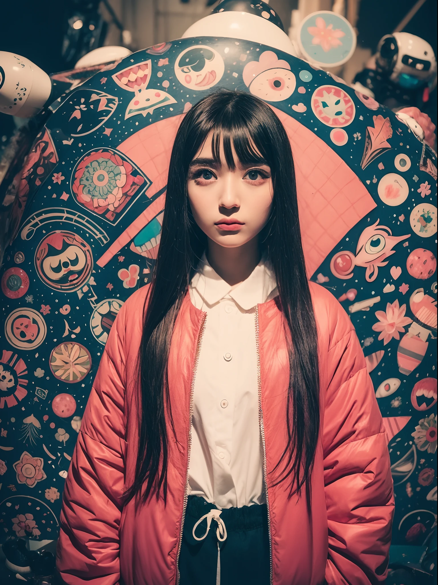 Instagram models from another universe, Imaginative, Metaphysical, capricious, Anaglyph style, japanes, kawaii faces, 18year old,