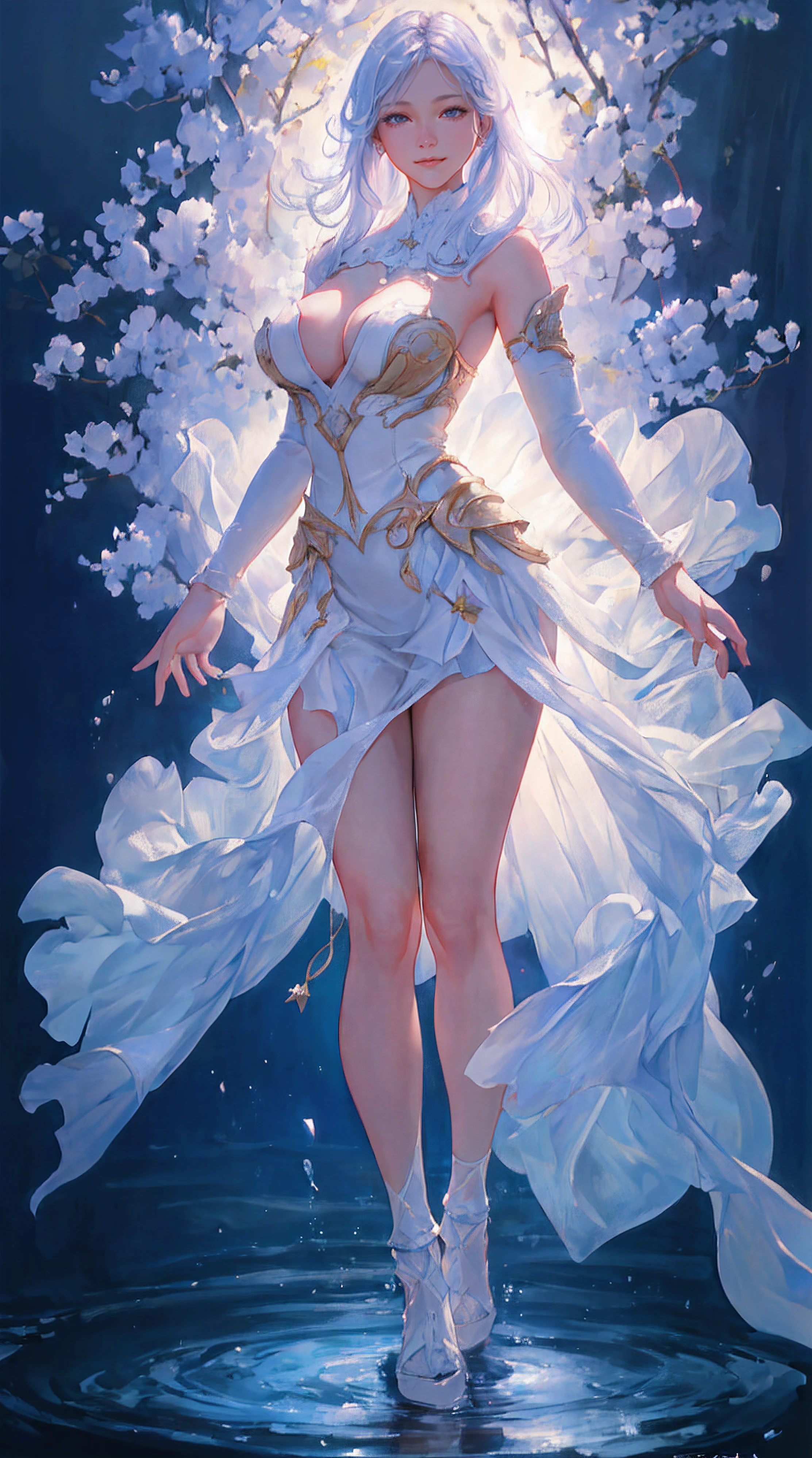 Best quality, masterpiece, ultra high res, (photorealistic:1.4), raw photo,(highly detailed:1.3),full body,large breasts,seiza,closed mouth,light smile, Ultra-detail,(highres:1.1),best quality,(masterpiece:1.3),cinematic lighting,full body,standing