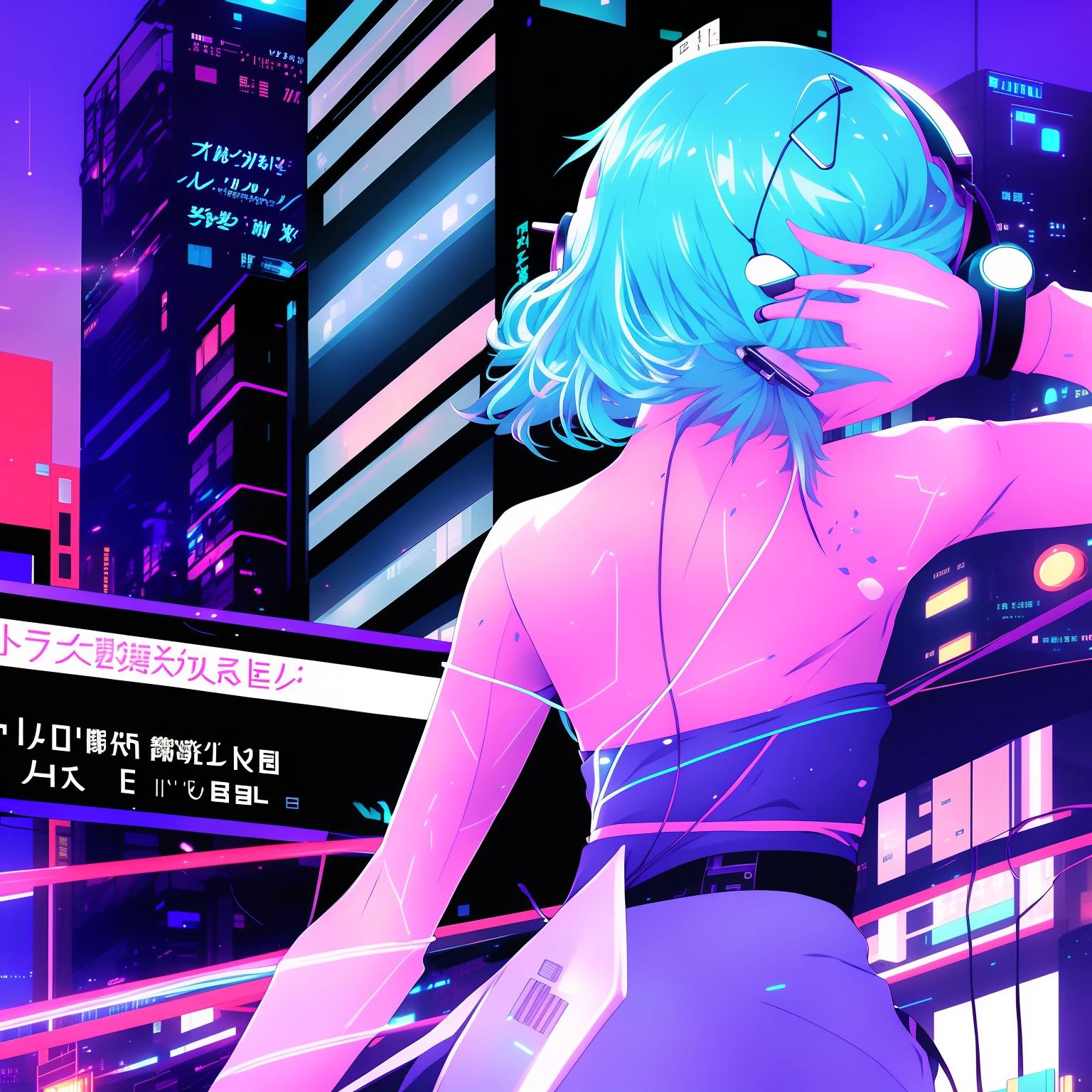Anime girl listening to music in the night city, digital cyberpunk - anime art, digital cyberpunk anime art, best anime 4k konachan wallpaper, anime style 4 k, cyberpunk artstyle, anime cyberpunk art, cyberpunk anime art, Anime Art Wallpapers 8K, cyberpunk atmosphere, anime wallpaper 4k, anime wallpaper 4k, Cyberpunk anime girl