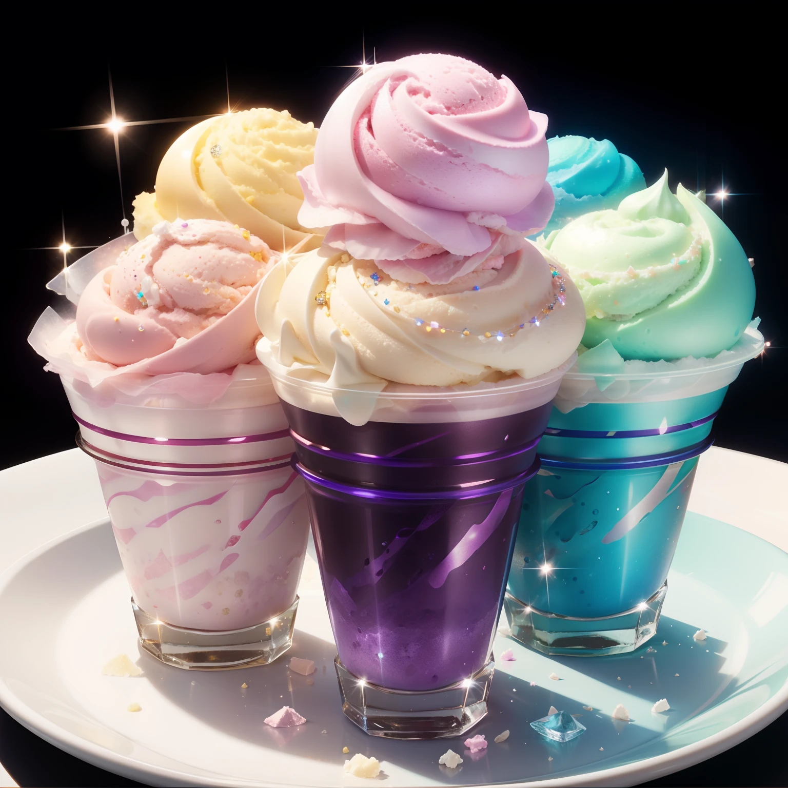 Sparkling ice cream、Clear Color Ice Cream、Sparkling diamond ice cream