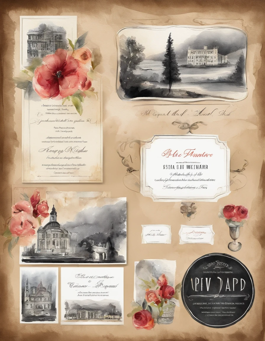Design a vintage invitation that transports couples back to the glamour of Old Hollywood. Use black and white imagery, film reel motifs, and a font style reminiscent of movie credits.