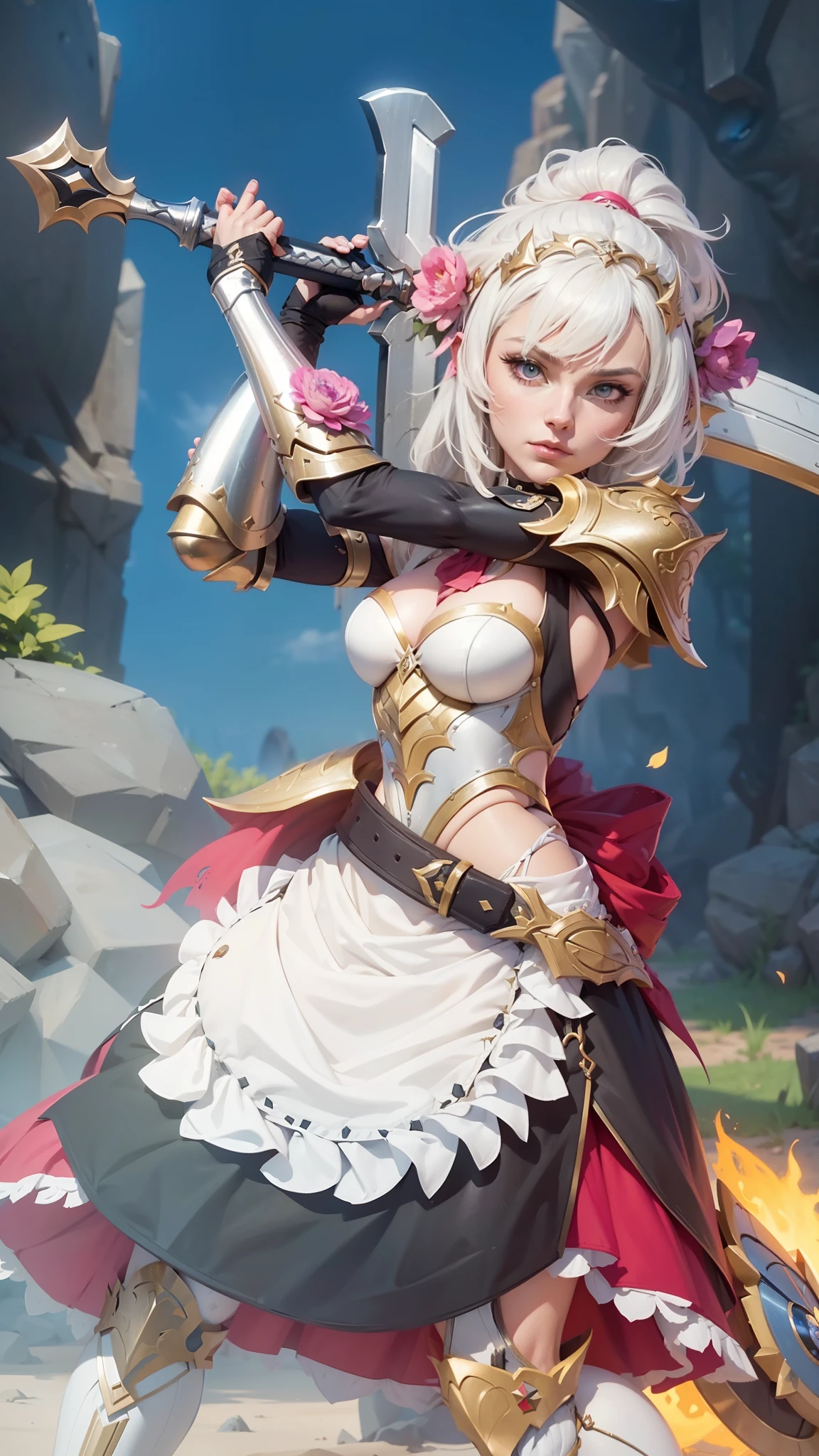 Noelle, Impacto Genshin,valkyrie,Senhora Cavaleiro,Anatomia correta,epic fantasy digital art,tmasterpiece,8k,high-definition resolution,desenho detalhado,Qulidade Superior,, Epic composition,