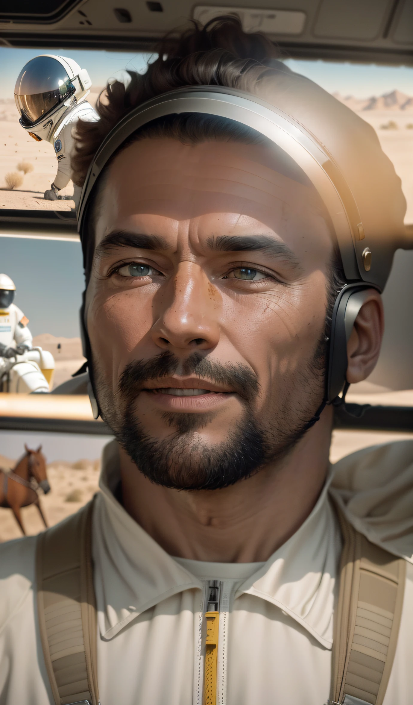 astronaut riding a horse in the desert with a helmet on, concept art inspired by roger deakins, unsplash, renaissance, an astronaut riding a horse, astronaut riding a horse, astronaut riding horse, horse sitting on astronaut back, horse in costume astronaut, still from a ridley scott movie, film still from dune 2020, riding a horse on the moon