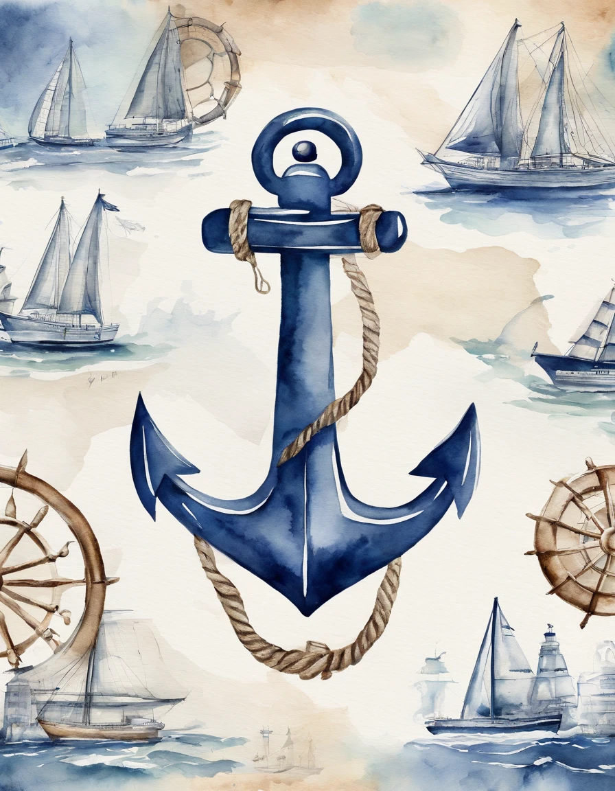 Create a nautical-themed wedding invitation card with vintage flair. Incorporate navy blue and white stripes, anchor motifs, and vintage maps. Choose a timeless serif font.