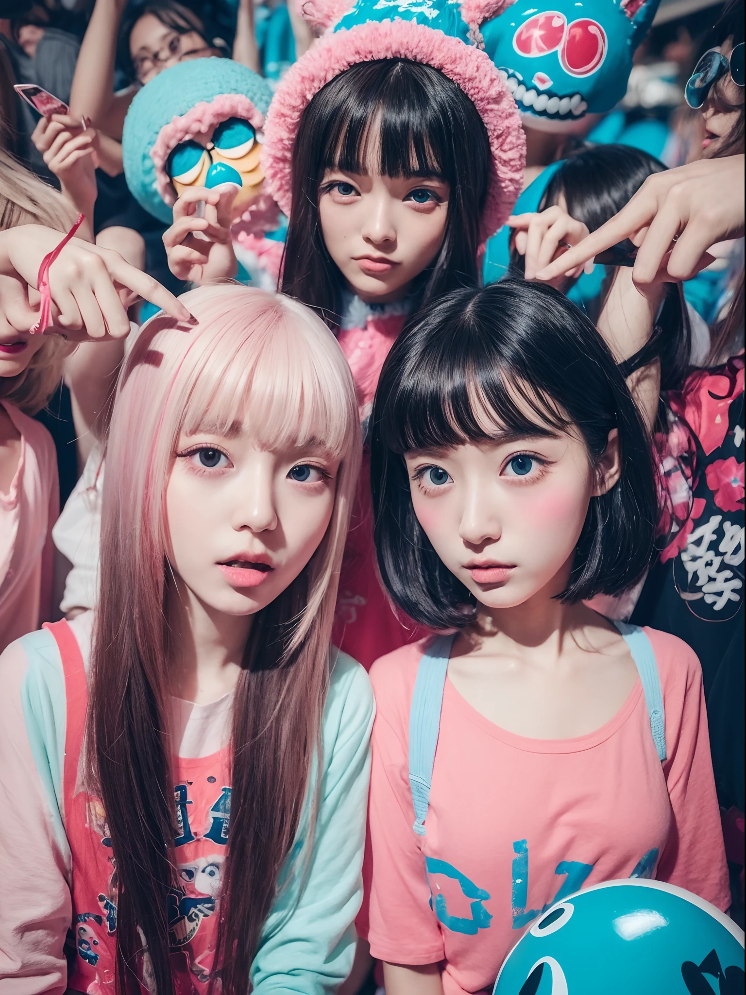 Instagram models from another universe, 独奏, Imaginative, Metaphysical, capricious, Anaglyph style, 1 Japan, kawaii faces, 18year old, Idol,