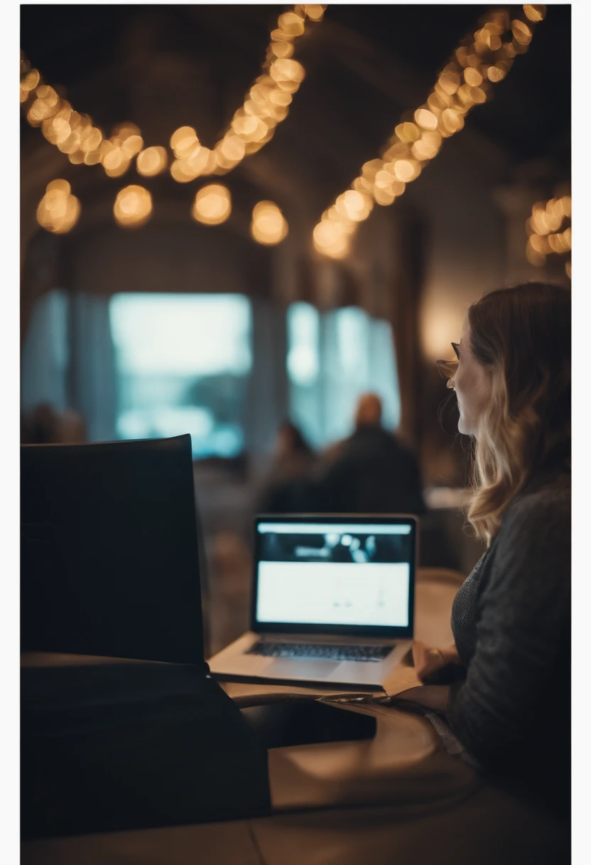 woman watching video on notebook