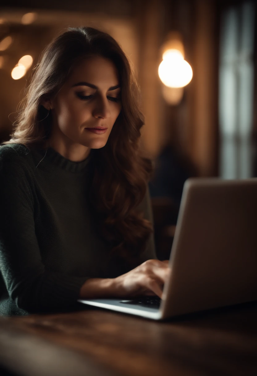 woman watching video on notebook