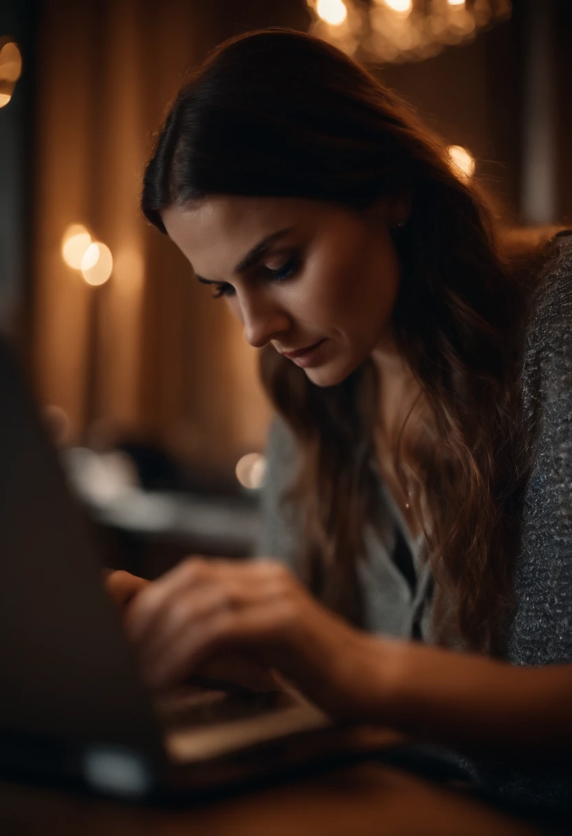 Woman watching video in notebook