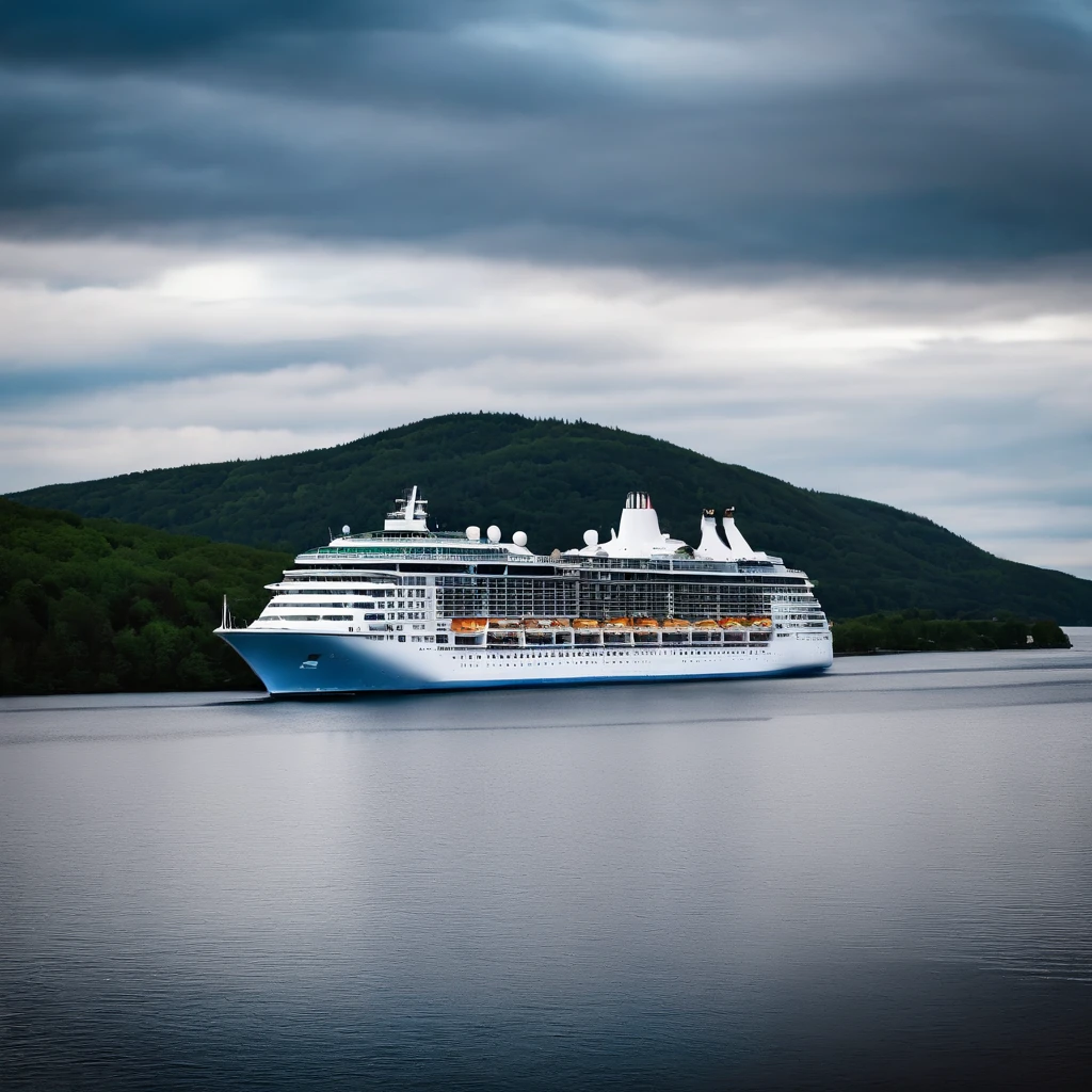 cruise ship sailing beside quebec castle