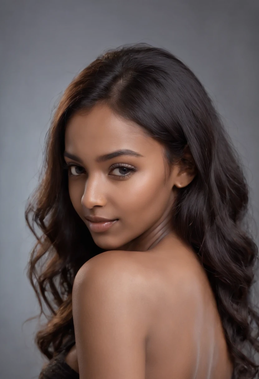 panoramic long shot of a beautiful young south Indian girl, 18-year-old, black top, gentle lighting, reading a book, intricate facial details, flawless complexion, top-notch 3D rendering, hyper-realistic, dynamic pose, old classic , wavy black hair, 50s pin up style, intricate, detailed, DSLR camera , 8K UHD, deep blacks, post processing, nubian nose, protruding teeth, naked body,nude body, perfect body, beautiful figure, sexy girl, bare brests, bare navel, bare vagina, bare clitorus, bare body, completely naked, not wearing anything, wearing nothing