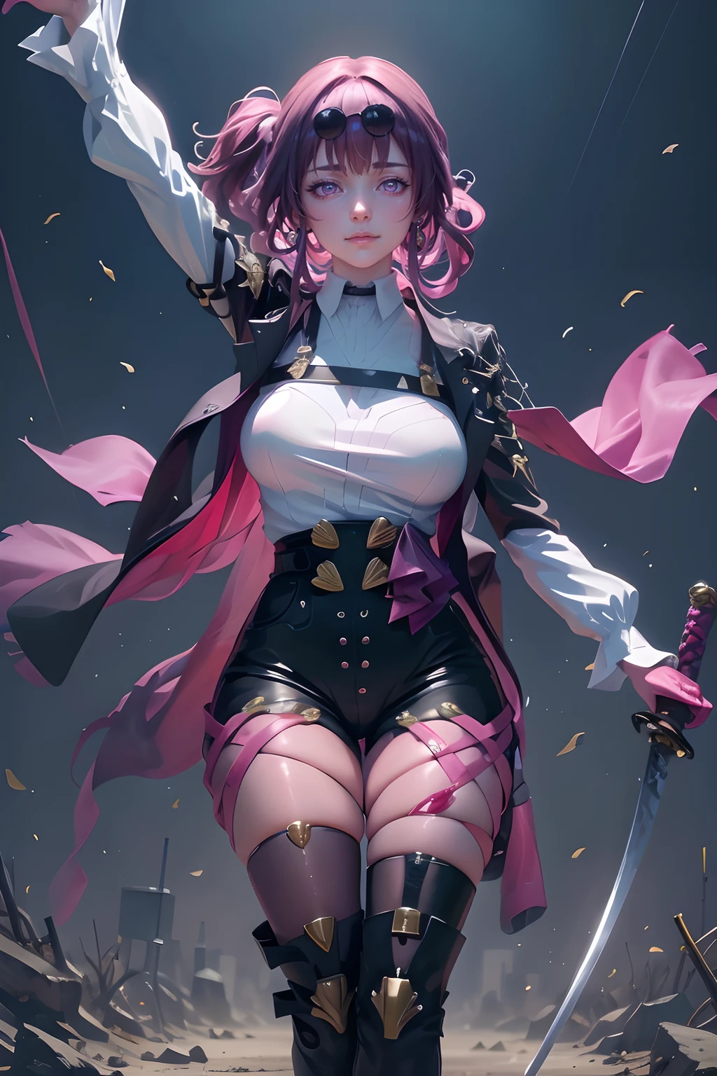 (highly detailed:1.3),full body,simple background,
hsr_kafka,large breasts,(closed mouth:1.2),smirk,holding, (holding sword:1.2), holding weapon, (katana:1.2),
Ultra-detail,(highres:1.1),best quality,(masterpiece:1.3),cinematic lighting,
detailed face