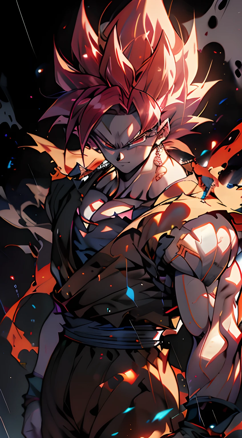 anime character with red hair and red eyes standing in the rain,son goku transformed into super saiyan god,red hairs,badass anime 8 k, 4k anime wallpaper, anime style 4 k, epic anime style, anime wallpaper 4 k, anime wallpaper 4k, anime concept hdr anime macmanus, anime art wallpaper 4 k, anime art wallpaper 4k, anime art wallpaper 8 k, handsome guy in dragon ball super art