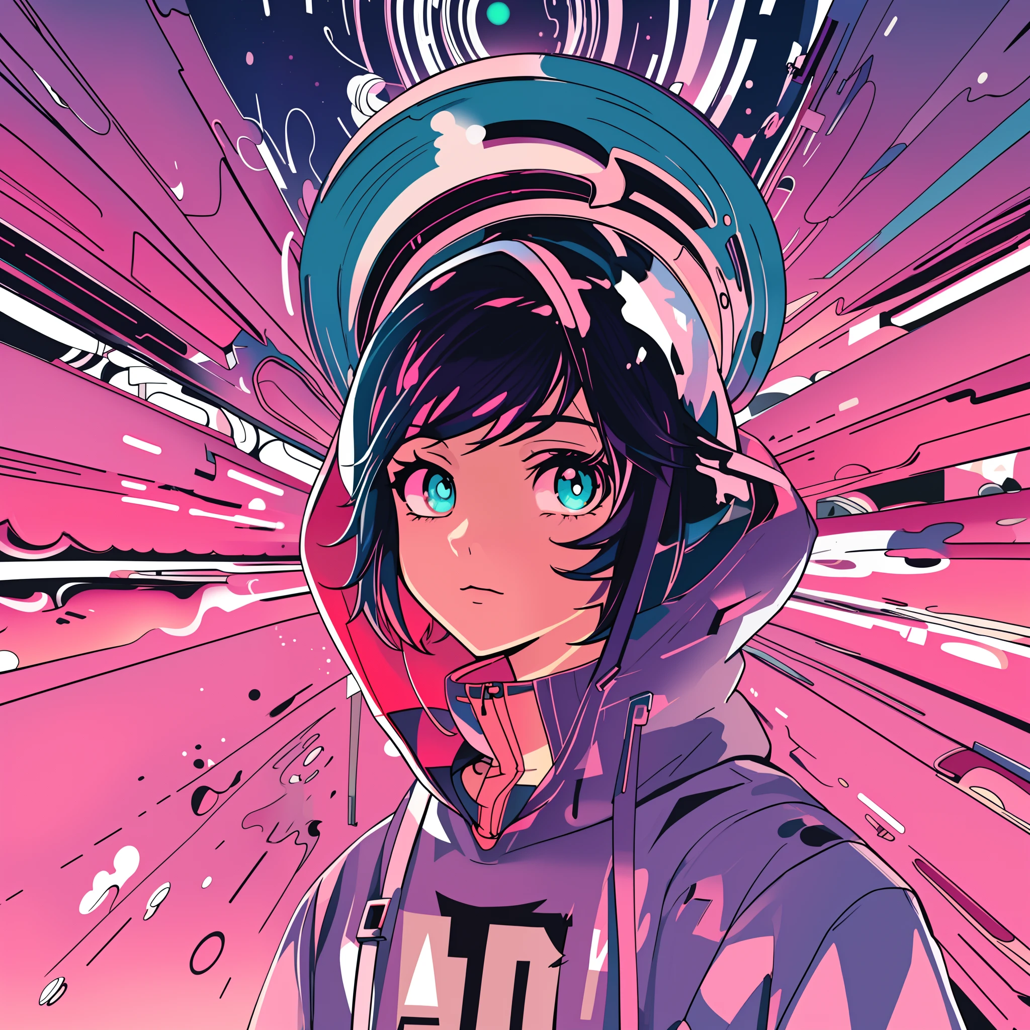Lots of colors、Anime girl with hoodie and hoodie on colorful background, anime style 4 k, portrait anime space cadet girl, cyberpunk anime girl in hoodie, anime style illustration, Anime style. 8K, anime art wallpaper 4k, anime art wallpaper 4k, Anime art wallpaper 8k, digital anime illustration, digital art in anime style, digital art in anime style, epic anime style