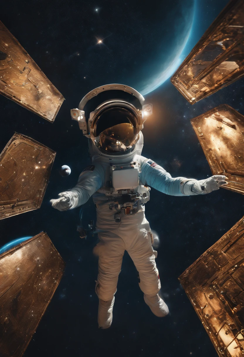 ridiculous resolution, high resolution, (masterpiece:1.4), super detailed, 1boy, seen from above, space, floating, --v 6