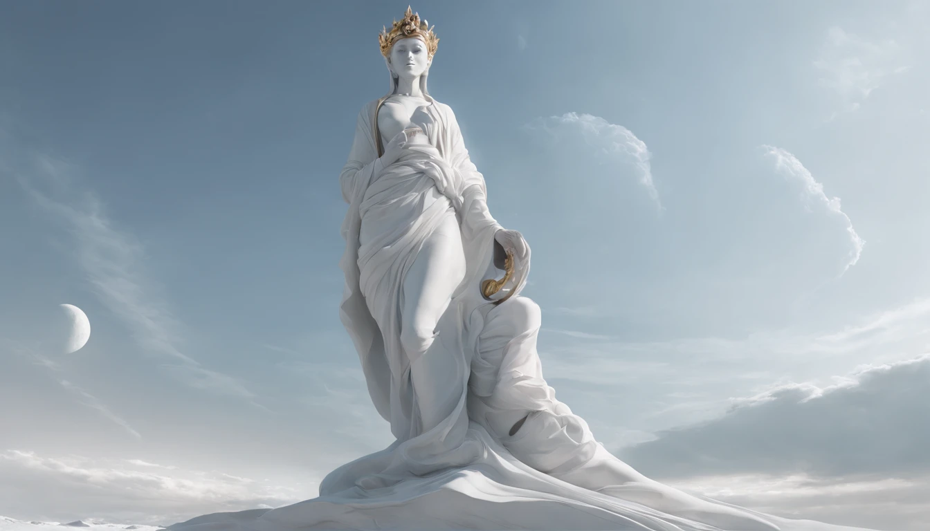 Stuart Lippincott style,God Online,in awe,Light,The sacred world,Floating huge futuristic statues,Skysky,Awe-inspiring and peaceful,Detailed composition,Subtle geometric elements,refuge,Fresh and soft atmosphere,amber hues,The huge statue is surrounded by small people,Fluid,Powerful,Small size,Yuri Shudov style,Philip McKay style,Works of masters,超詳細,HighestQuali,8K
