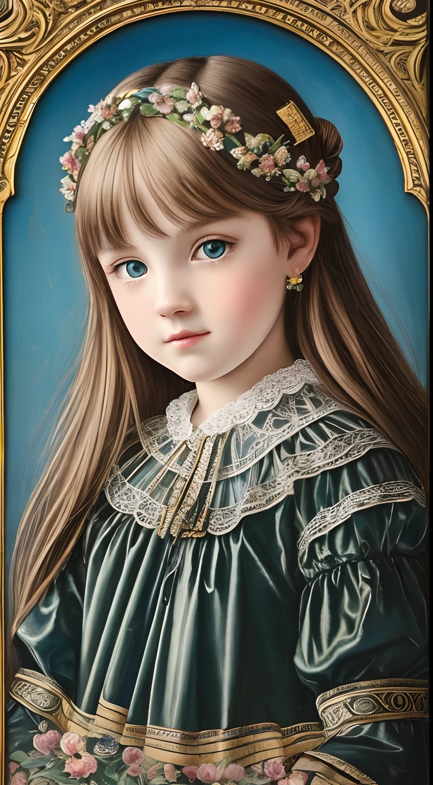 (Pure color: 0.9), (Color: 1.1), (Masterpiece: 1,2), Best quality, Masterpiece, high resolution, Original, highly detailed wallpaper, Beauty, baroque period, dress, Sad, Small face、teens girl、Real Human、Authentic、blond、Blue eyes、foreigner、Old photos