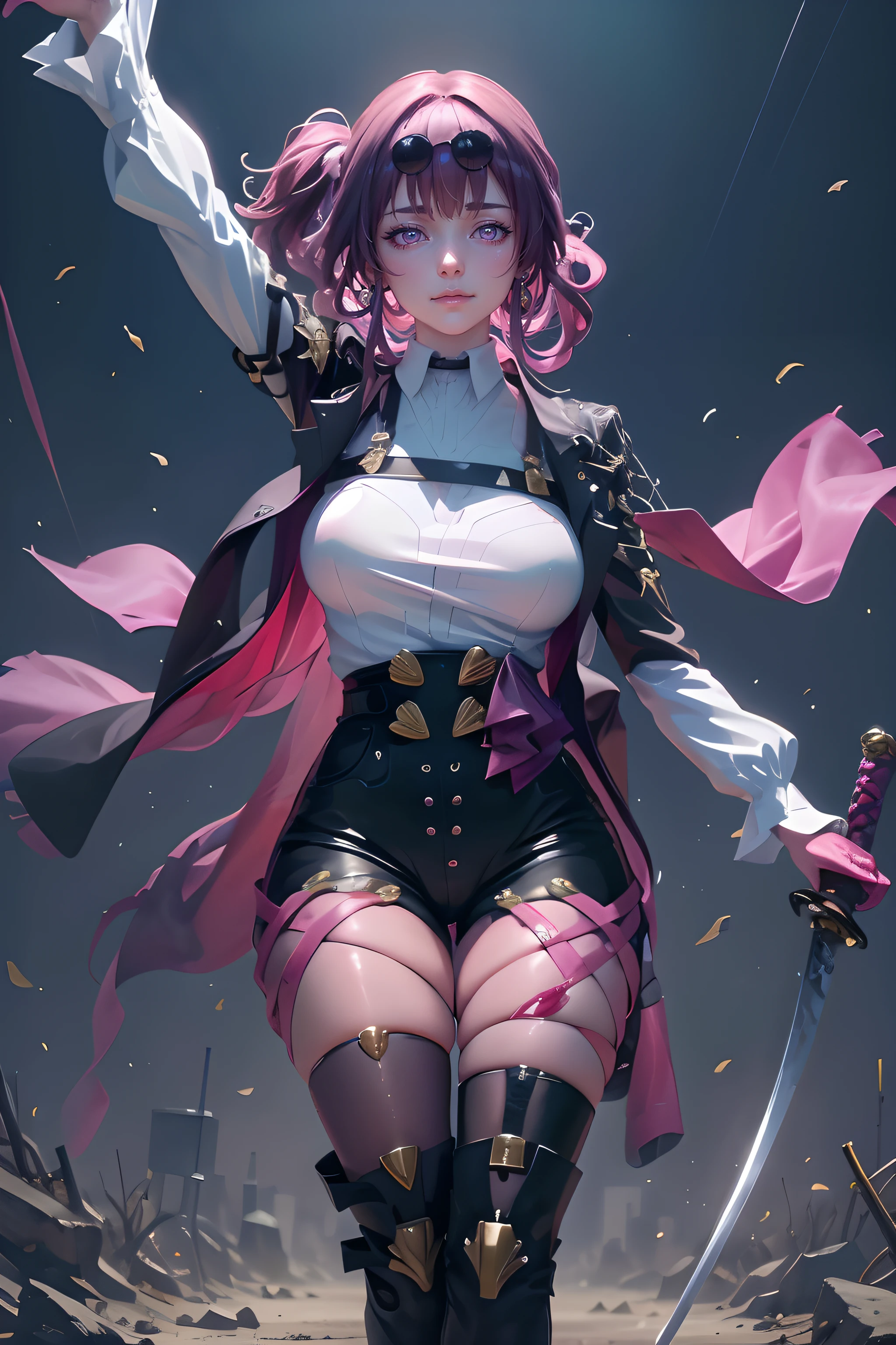 (highly detailed:1.3),full body,simple background,
hsr_kafka,large breasts,(closed mouth:1.2),smirk,holding, (holding sword:1.2), holding weapon, (katana:1.2),
Ultra-detail,(highres:1.1),best quality,(masterpiece:1.3),cinematic lighting,
detailed face