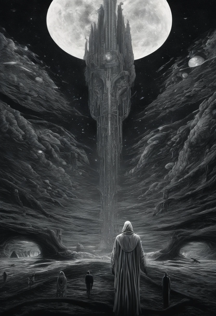 Deep in outer space, Wes Craven - inspired alien nuns with eerie glowing eyes conduct a dark ritual aboard a surreal spacecraft designed in the style of Zaha Hadid, while Yoko Ono's experimental music echoes through the vessel, evoking a sense of cosmic horror. Aesthetic keywords: Outer space, eerie glowing eyes, dark ritual, surreal spacecraft, experimental music, cosmic horror. insanely detailed and intricate, hypermaximalist, elegant, hyper realistic, super detailed, HDR, high quality, 16k --ar 3:5 --s 1000 --q 5 --v 5.1 --c 100