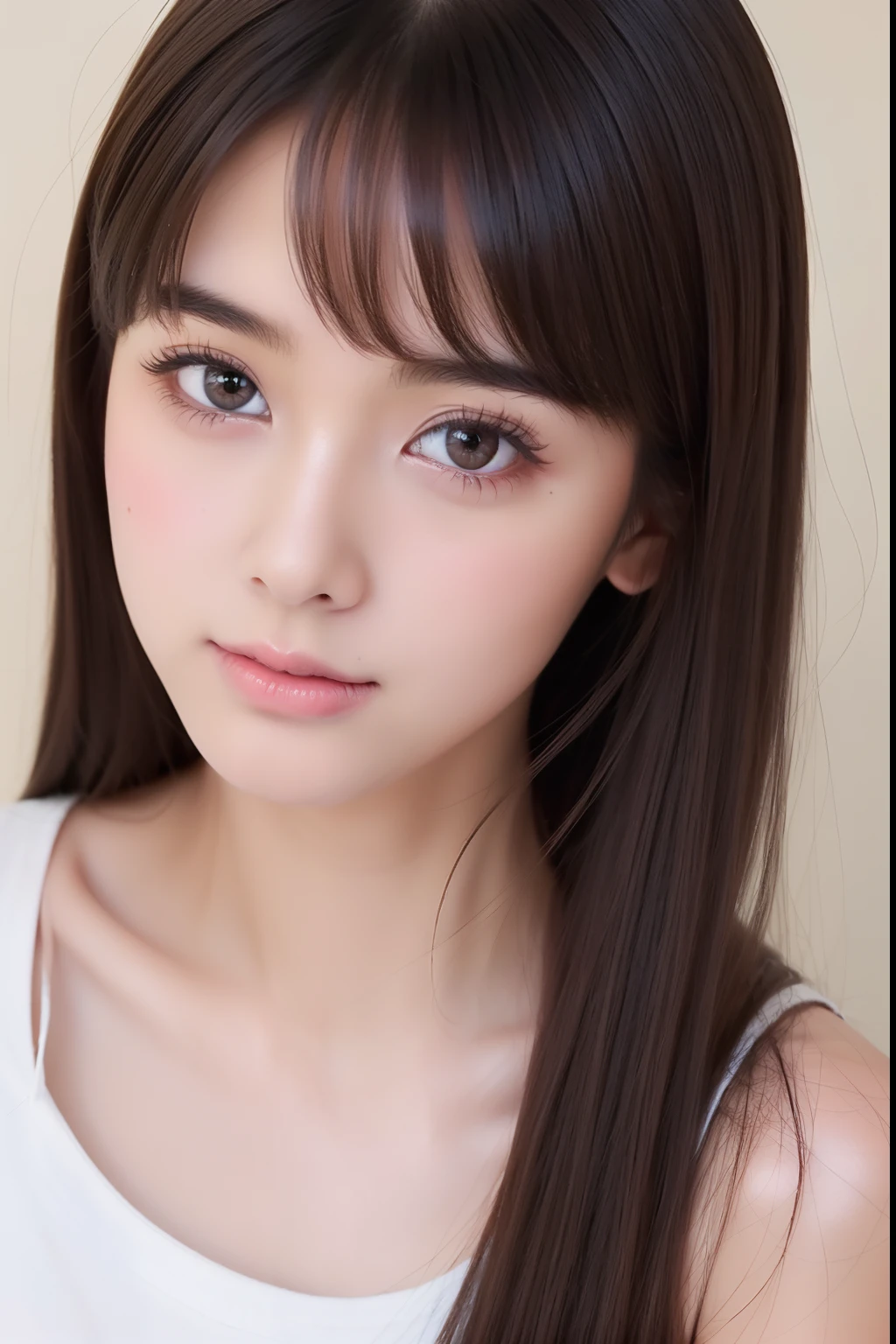 college girls、cute little、spotless、Gentle、dual、beauitful face、thin、Model body type、With bangs、
