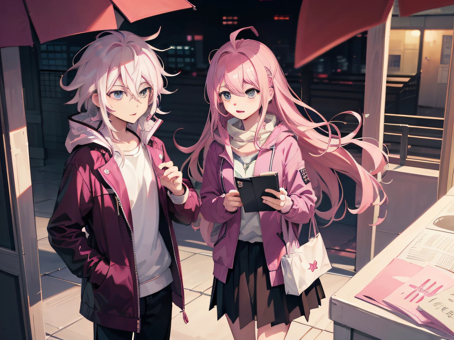 anime girl with pink hair holding a book and looking at it, nagito komaeda, hajime yatate, young anime man, best anime 4k konachan wallpaper, nagito komaeda from danganronpa, haruno sakura, male anime character, anime boy, 2 d anime style, anime style character, sasoura