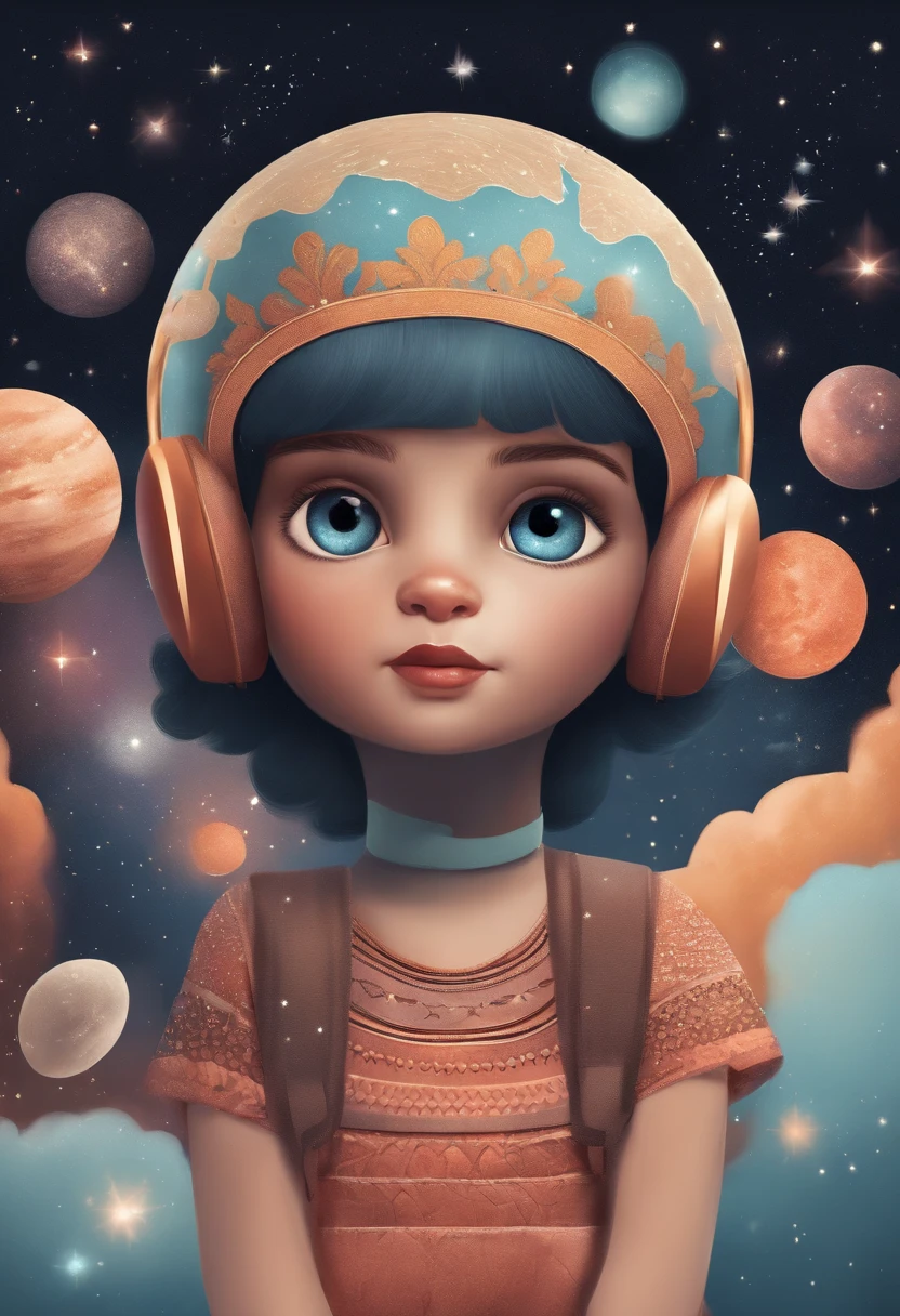 Galaxies, foguete, Planetas, Illustration of stars children, cute illustration, arte digital bonito, ilustrado em estilo caprichoso, childrens&#39;s illustration, cute features, illustration, Illustrations, calma aconchegante, arte digital detalhada bonito
