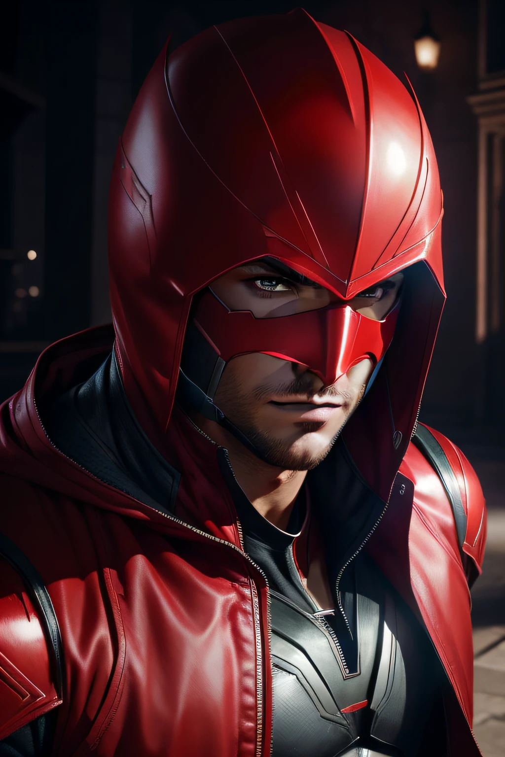 Male Superhero Red Arrow, vestindo toda a roupa vermelha e avental vermelho, WEARING Red Hood COVERING HEAD, SFW, ALL READ OUTFIT, NO DETAILS, Corpo PerFeito, rosto perFeito, mostrando seu rosto perFeito, segurando umA Flecha, AND CROSSBOW IN THE HANDS, Realistic,red pants, realistic superhero drawing art, cinemactic, Photo Session, FotograFado em lente de 25mm, proFundidade de campo, Tilt Blur, Velocidade do obturador 1/1000, F/22, White balance, 32k, Super-Resolution , Por Foto RGB, Iluminação HalF back, luz de Fundo, dramatic lighting, Incandescente, soft lighting, volumetric, Dia do Conto, global ilumination, Global Screen Space Illumination, Scattering, Sombras, Rough, Cintilante, Lumen reflections, screen space reflections, Diffraction Grading, Deslocamento de GB, Linhas de varredura, Ambient occlusion, antialiasing, FKAA, TXAA, RTX, SSAO, Sombreadores OpenGL, Post processing, post - production, Shading cells, Mapeamento de tons, ..cgi, VFX, SFX, Insanamente detalhado e intrincado, Hiper maximalista, elegante, dynamic pose, FotograFia, volumetric, ultra-detalhado, detalhes intrincados, super detalhado, ambient –uplight –v 4 –q 2