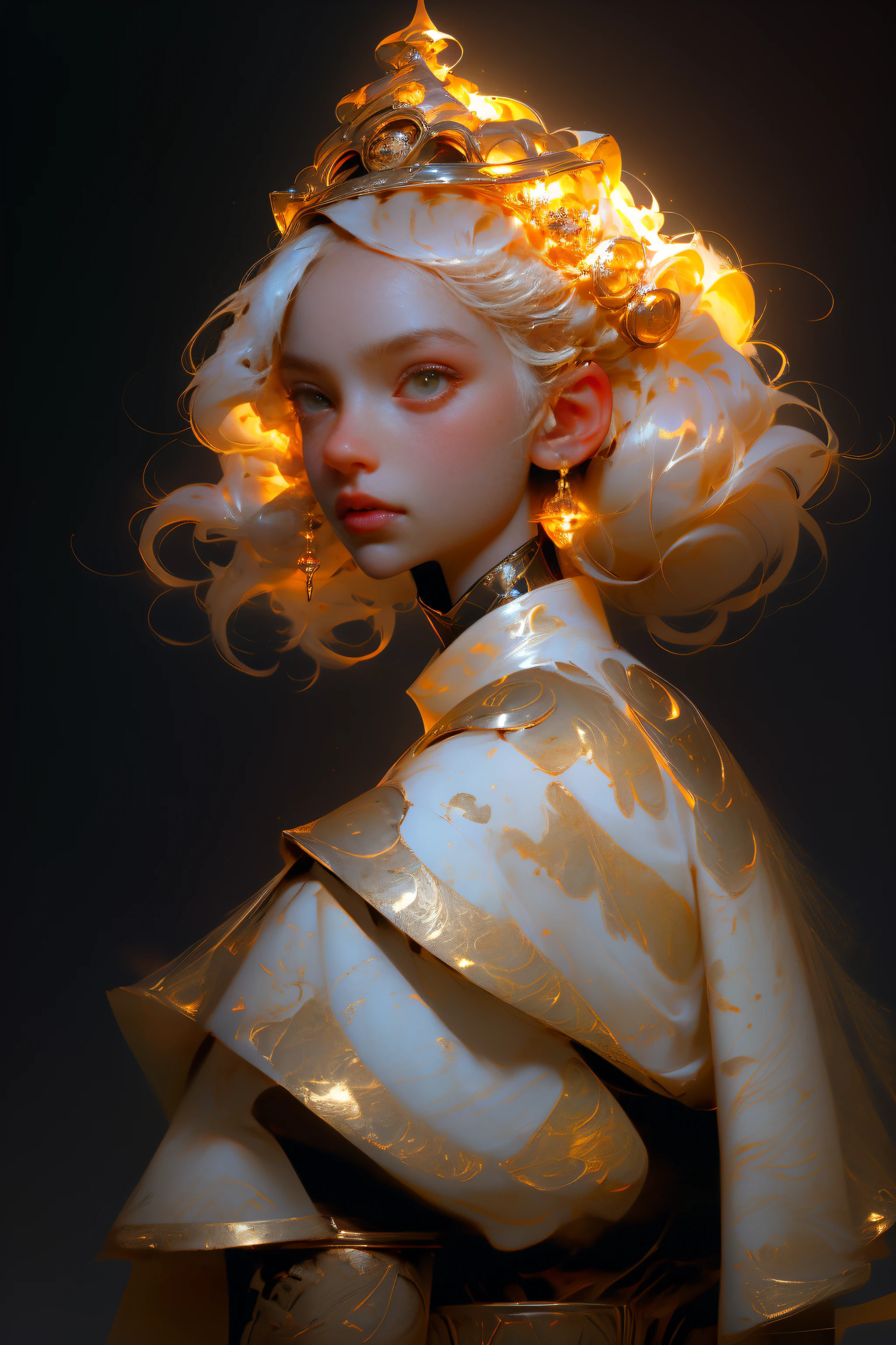 Masterpiece, best quality, super high resolution, fluorescent color,
1girl, queen, looking at the audience, beautiful face, beautiful eyes, head up, upper body, desert, shiny hair, shiny skin, glowing cut, crown, revealing armor, roujinzhi, gold coin theme