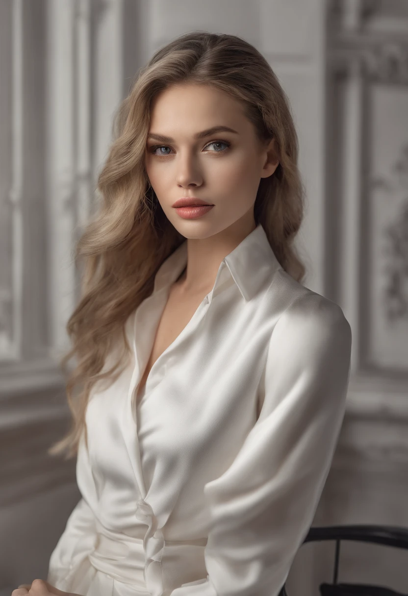 Botox lips, very moist skin and hair, firm breasts, dark blond hair, long straight hair, wet peignoir, European youth, perfect body, open (thin, perfect body, small), photorealism trends, high-resolution details, raw photography, sharpness, uniqueness in d850 4, koda850 k 400 portrait camera, 1.6 lens, rich colors, hyperrealistic texture, spectacular lighting, a surprise to real art, the fashionable Cinestil 800 mechanism,