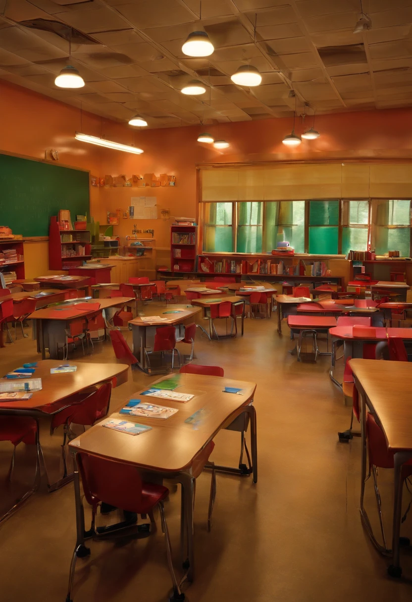 A vibrant school classroom, brimming with energy and eager minds, where curiosity sparks, ideas bloom, and the seeds of knowledge take root in the hearts of our future leaders. very realistic. 10k pic