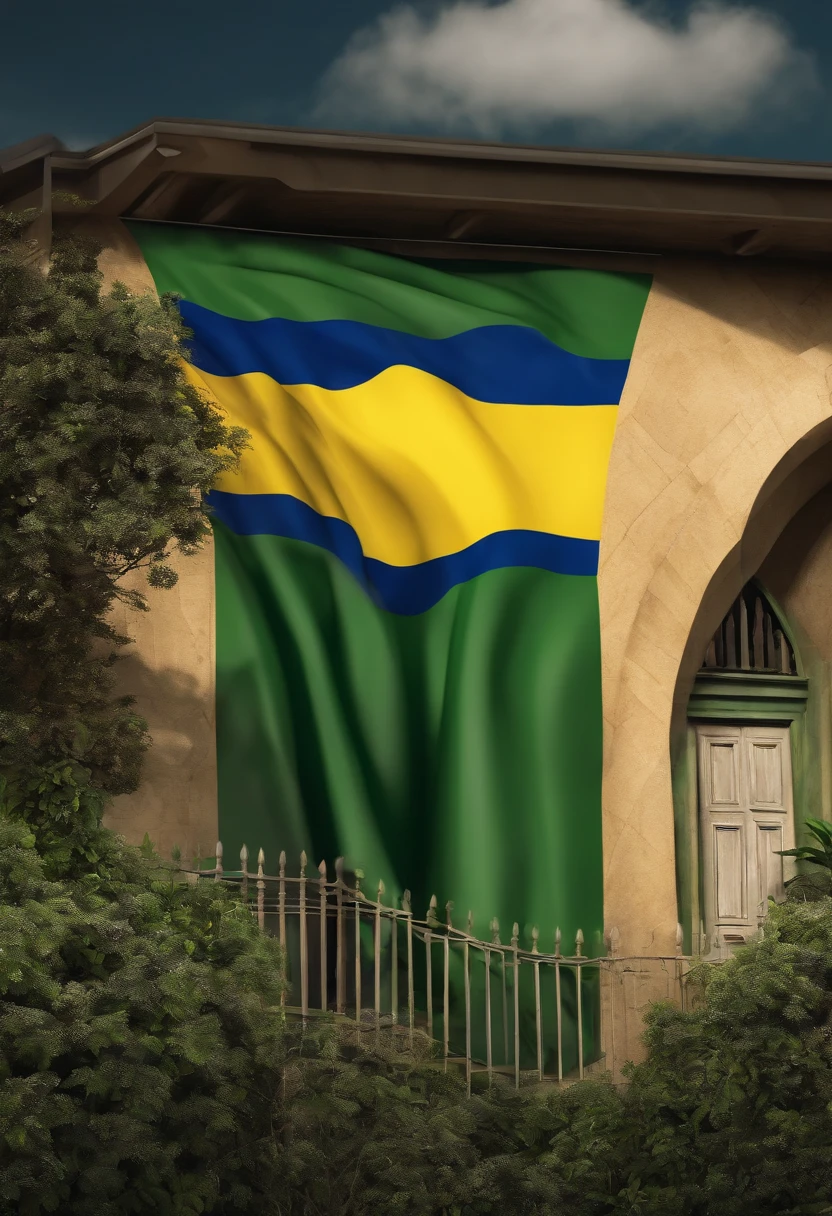 Make the Brazilian flag flutter in the wind, desenho cartoon,