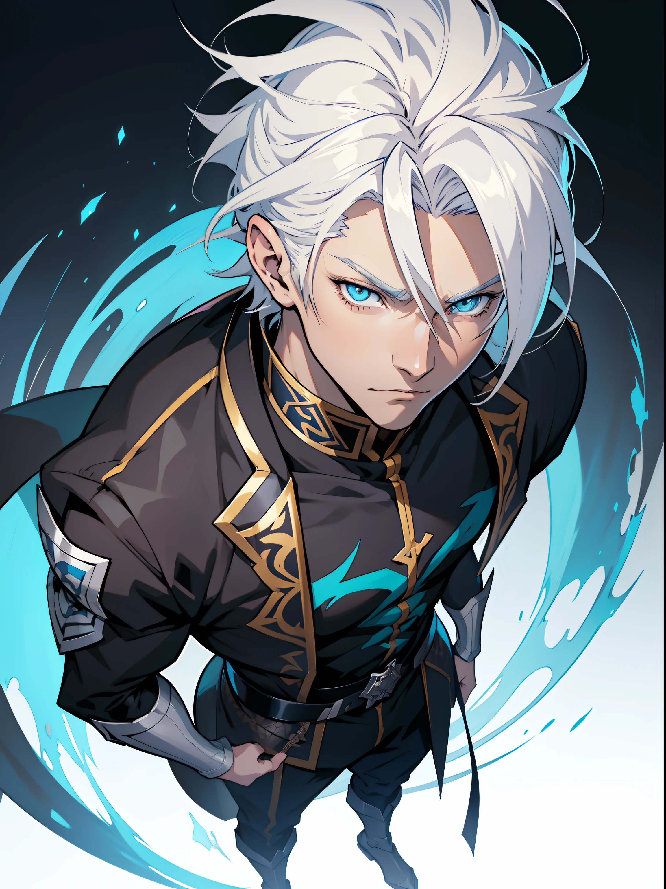 anime - style image of a man with white hair and blue eyes, handsome guy in demon slayer art, male anime character, tall anime guy with blue eyes, detailed fanart, trigger anime artstyle, beautiful androgynous prince, official art, xqc, official character illustration, hero 2 d fanart artsation, male anime style, official character art, white haired