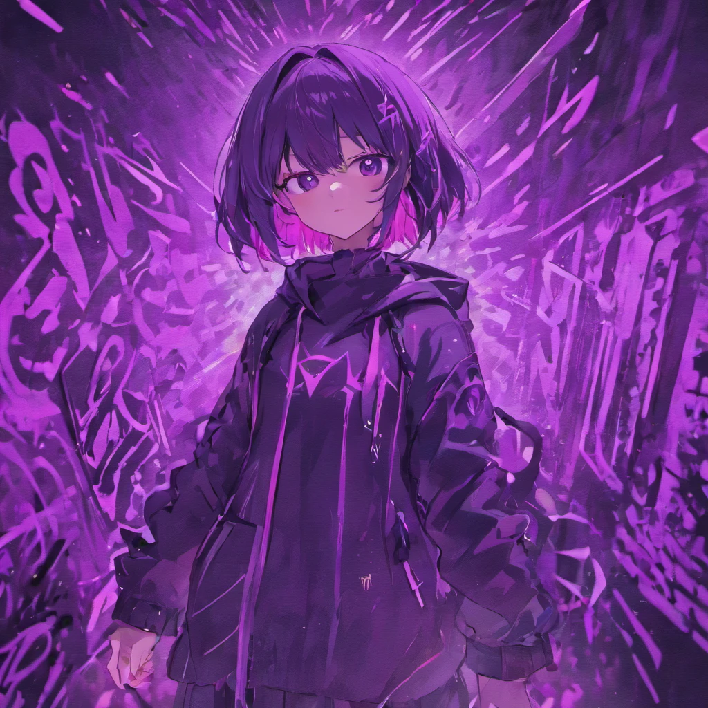 purple and black abstract , 3 d graffiti texture, dark but detailed digital art, digital art extreme detail, some purple, purple glowing inscription, grainy low quality, purple neon, ultra detail. digital painting, background ( dark _ smokiness ), 16k upscaled image, texturized, low quality grainy. grafity coming towards screen making a tunnel effect.
