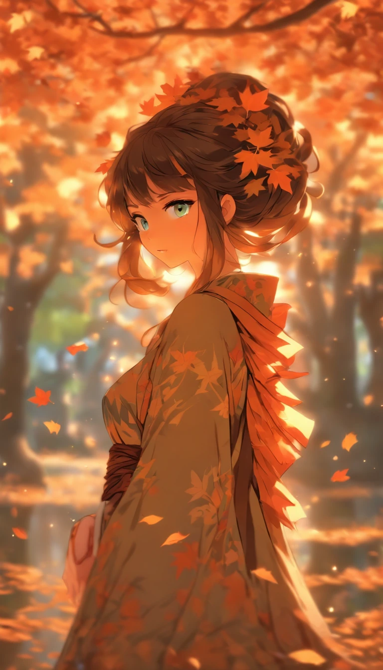 comic strip,1girll, against_tree, aki_shizuha, Anger_vein, Autumn, Autumn_Leaves, bangs, Bare_tree, Blue_Eyes, blunt_bangs, branch, Night, dress, Falling_Leaves, forest, ginko_leafs, Holding_leafs, Lake, leafs, leafs_Background, leafs_Hair_decorations, leafs_On_Head, leafs_print, Lips, Long_Hair, Looking_at_peeping at the viewer, Maple_leafs, Nature, Outdoors, Solo, standing, stone_lantern, tree, under below_tree, Black hair, Big breasts teacher
