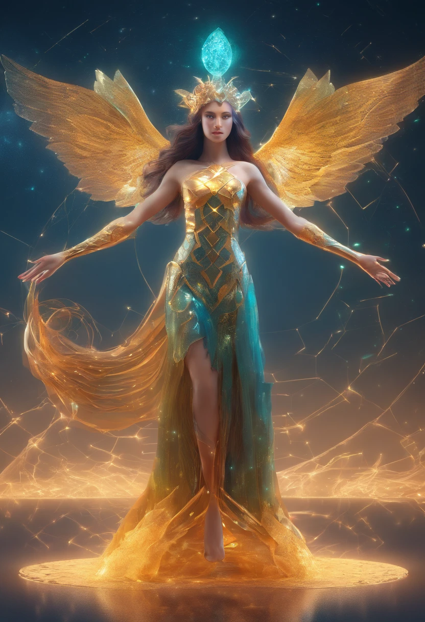 mystical woman , full body view, symbol of the zodiac sign Pisces excellent quality cold colors 4k fantasy, surrealism, constellation