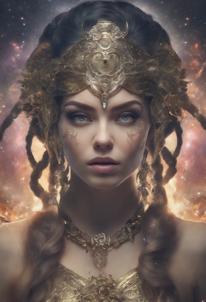 mystical woman , full body view, symbol of the zodiac sign Pisces excellent quality cold colors 4k fantasy, surrealism, constellation