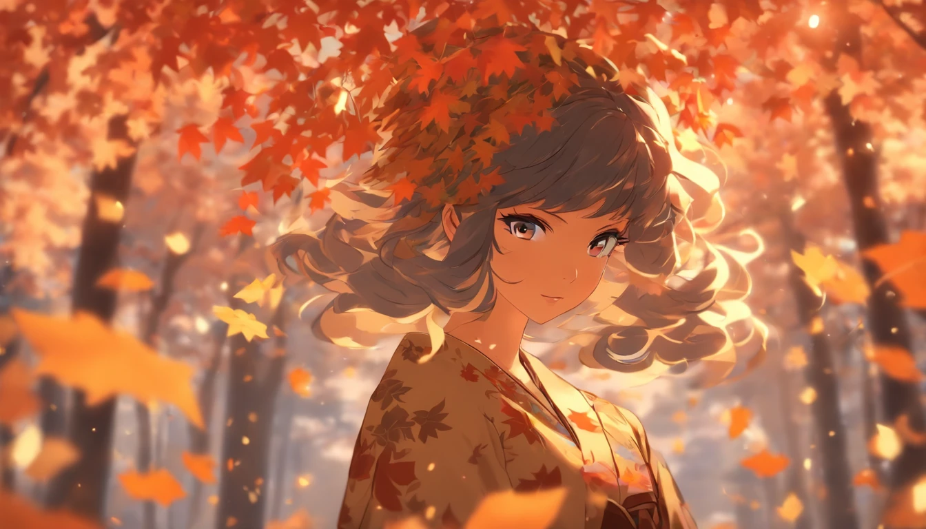 comic strip,1girll, against_tree, aki_shizuha, Anger_vein, Autumn, Autumn_Leaves, bangs, Bare_tree, Blue_Eyes, blunt_bangs, branch, Night, dress, Falling_Leaves, forest, ginko_leafs, Holding_leafs, Lake, leafs, leafs_Background, leafs_Hair_decorations, leafs_On_Head, leafs_print, Lips, Long_Hair, Looking_at_peeping at the viewer, Maple_leafs, Nature, Outdoors, Solo, standing, stone_lantern, tree, under below_tree, Black hair, Big Breasts Teacher