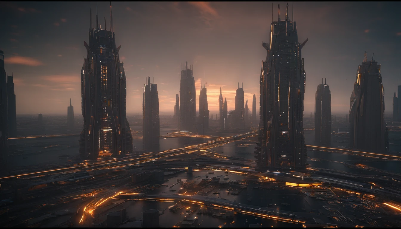 Stuart Lippincott style,God Online,in awe,Light,The sacred world,Huge futuristic statue floating around,Skysky,Awe-inspiring and peaceful,Detailed composition,Subtle geometric elements,refuge,Fresh and soft atmosphere,amber hues,Huge statue surrounded by villains,Fluid,Powerful,Small size,Yuri Shudov style,Philip McKay style,Works of masters,超詳細,HighestQuali,8K