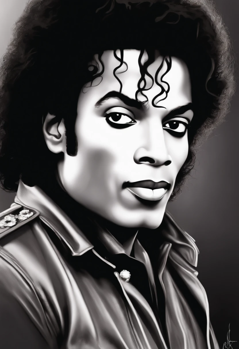 Simple and minimalist caricature with just four charcoal strokes of Michael Jackson's face.