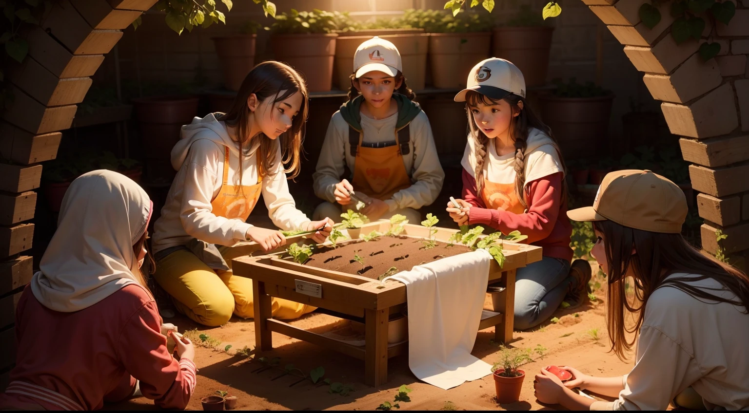 agers planting and harvesting in vegetable gardens