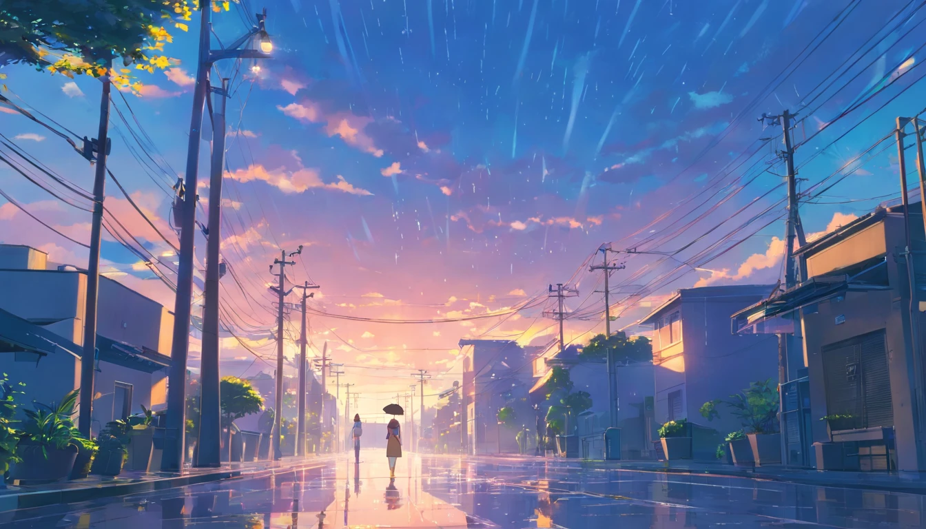 Sky after rain，A plant，the street
