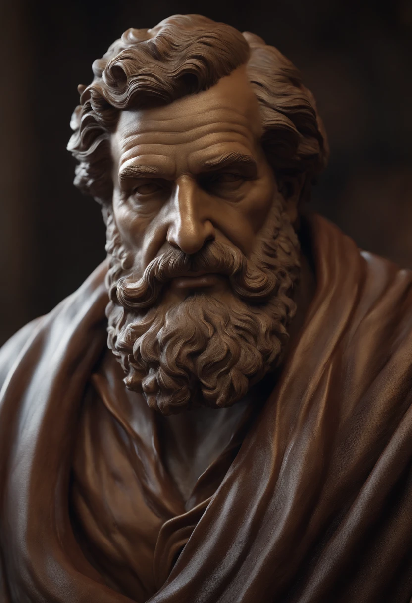 Un primer plano de un bustoo de un hombre con barba, Cinematic Bustoo Portrait, Escultura realista de 8K Bernini, Cinematic bustoo shot, Escultura altamente detallada, cinematic close up shot, Estatua grecorromana, Emperador romano, Retrato de bustoo, high detail iconic character, bustoo con detalles intrincados, Arte Zbrush, bustoo con un hermoso cuello, busto