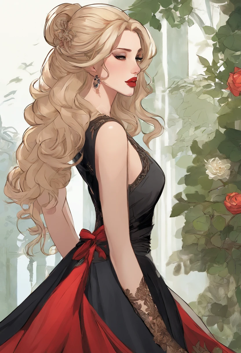 The Countess, a character from the game Paragon, is a woman with a haughty and seductive appearance. She has pale, almost translucent skin, giving her a mysterious air. Her long dark hair cascades down to her shoulders, further highlighting her piercing and expressive gaze.Her delicate face has angular features and a well-defined jawline, enhancing her strong and determined personality. Her lips are thin, but always painted with an intense red lipstick, which contrasts with her pale skin.Countess has a slim, curvy figure with an average height. She wears an elegant black dress, which fits her body, highlighting her figure. The dress has lace details on the sleeves and bottom edges, bringing a touch of sensuality to your look.She wears long gloves up to her elbows, also in black, which add a touch of mystery and elegance to her look. On her feet, she wears high stiletto heeled boots, which give her an even more imposing posture