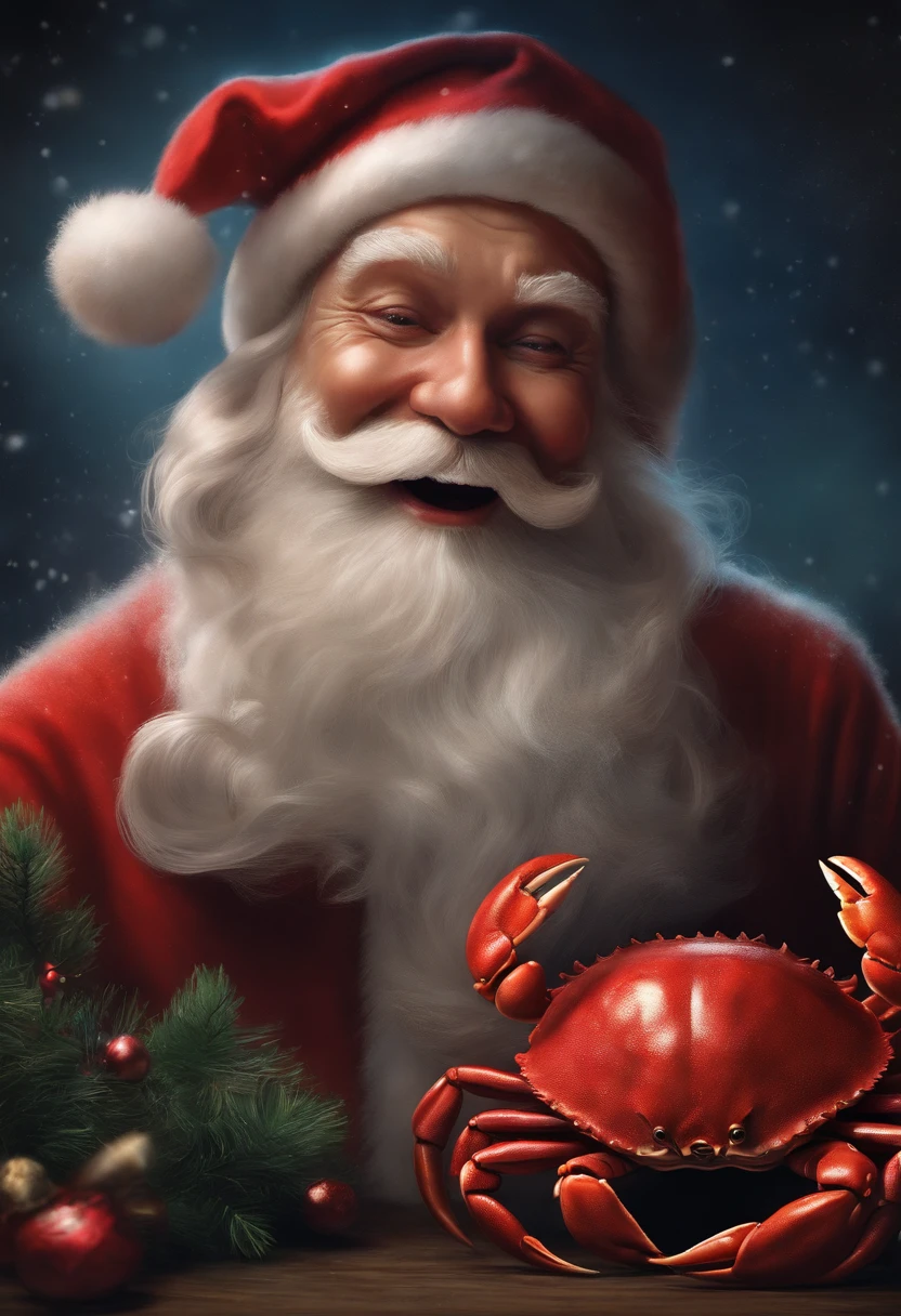 Laughing Santa Claus and depressed crab