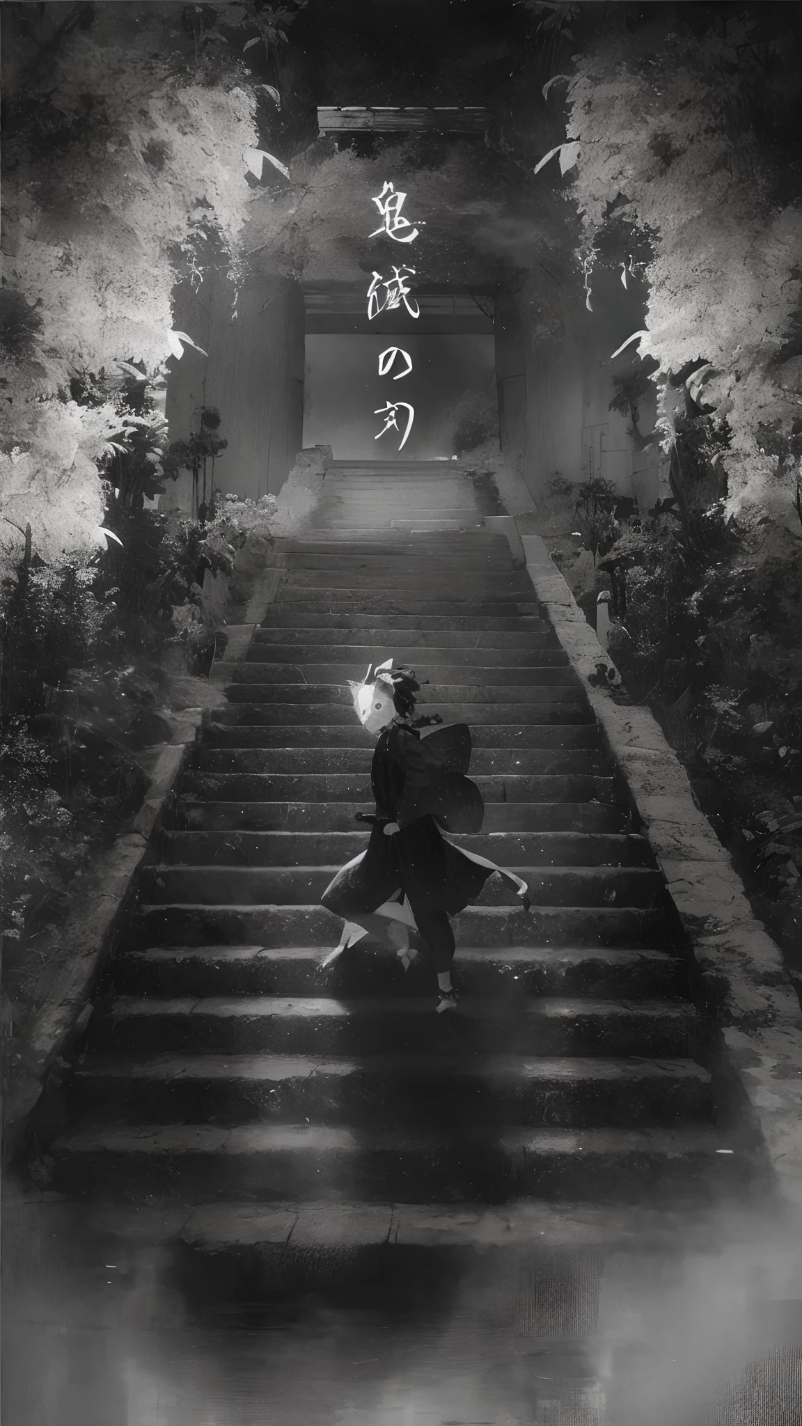 Imagem de uma mulher com um vestido de quimono subindo um lance de escadas, Koto no ha no niwa, Arte Koto No Ha No Niwa, Kimetsu no yaiba, inspired by Kanō Hōgai, inspirado em Matsumura Goshun, inspired by Sōtarō Yasui, inspired by Kanō Tanshin, melhor qualidade, 8k