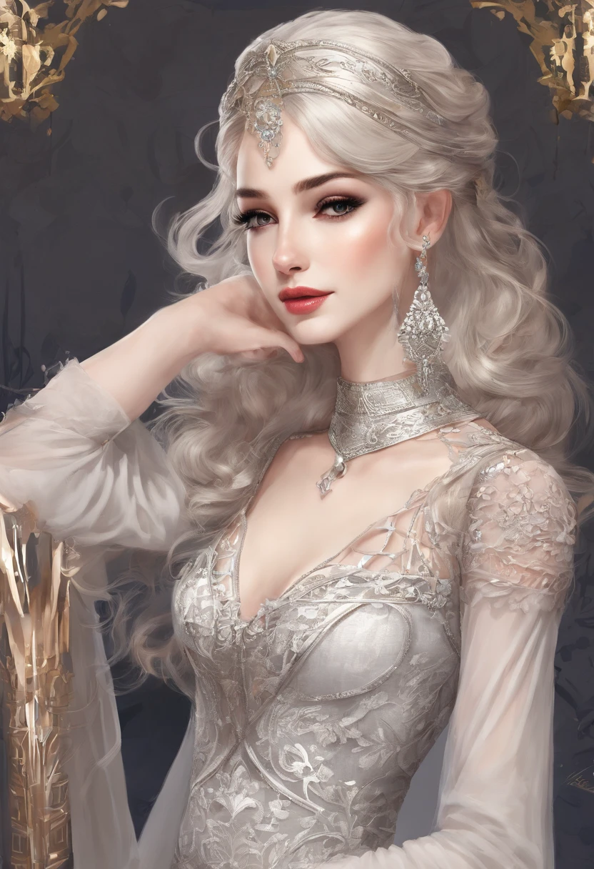 (master part, melhor qualidade), 8K分辨率, DBfantasyart style, anime style, retrato de uma mulher, orelhas de elfos, cabelos longos, cabelos de cor roxa, longos cabelos roxos, pale blue skin, roupa preta, peitos grandes, bunda grande, olhos negros, fundo branco simples