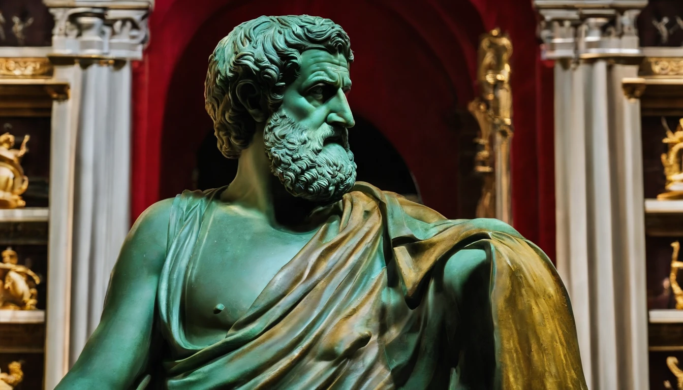 Statue of Aristotle only angry face