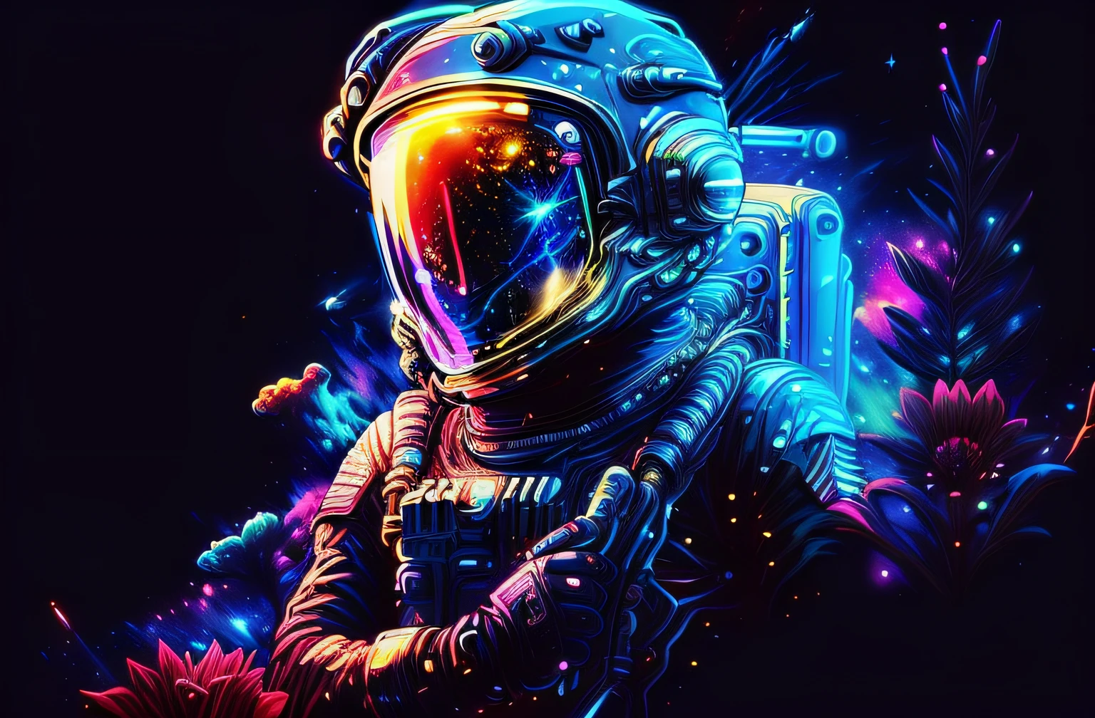 A closeup of an astronaut in a spacesuit with a colorful background of the galaxy, space colors, astronautaa detalhado, cosmic and colorful, astronauta, cosmonauta, Astronaut in Space, Space travel, surreal space, An astronaut in space, staring into space, arte espacial, paper awesome wallpaper, cosmic colors